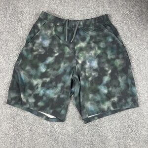 Lululemon Pace‎ Breaker Shorts Medium Blue/White Black Tie Dye 9" inseam Men's